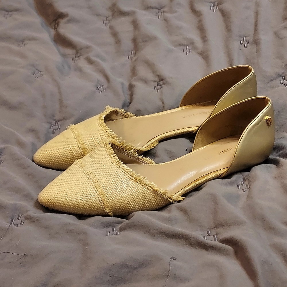 Tommy Hilfiger Women's Neoline Pointed Toe d'Orsay Flats Gold 8.5 Metallic